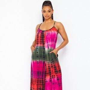 Votique Magenta and Olive Jumpsuit - NWT